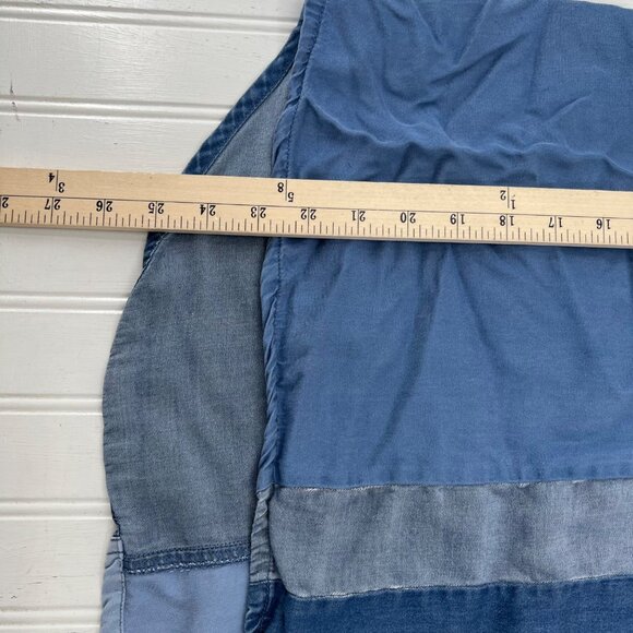 Cato Womens Color Block Denim Blue Sleeveless Top Small 100% Tencel - Picture 4 of 6